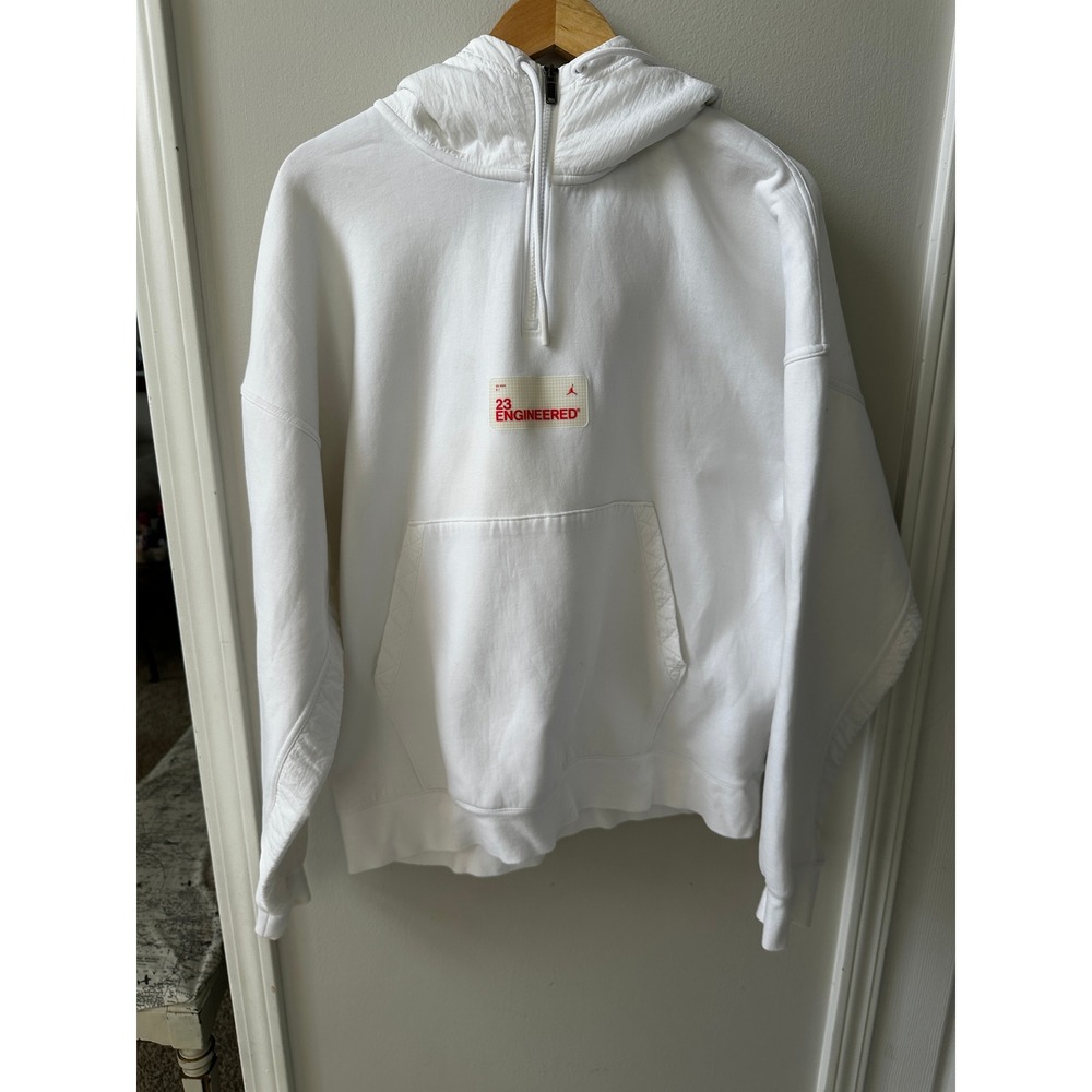 Jordan 23 Engineered Half Zip Hoodie Mens Large White Sweatshirt